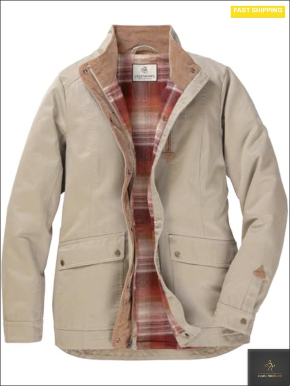 Waxed Cotton Flannel Lined Long Sleeve Shirt Jacket